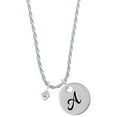 thumbnail image 1 of Delight Jewelry Silvertone Mini Light Pink Crystal Heart Silvertone Script Initial Disc - A - Charm Necklace, 20"+3", 1 of 4