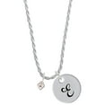 thumbnail image 1 of Delight Jewelry Silvertone Mini Light Pink Crystal Heart Silvertone Script Initial Disc - E - Charm Necklace, 20"+3", 1 of 4