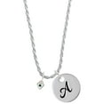 thumbnail image 1 of Delight Jewelry Silvertone Mini May - Green Crystal Heart Silvertone Script Initial Disc - A - Charm Necklace, 20"+3", 1 of 4