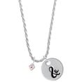 thumbnail image 1 of Delight Jewelry Silvertone Mini October - Hot Pink Crystal Heart Silvertone Script Initial Disc - & - Charm Necklace, 20"+3", 1 of 4