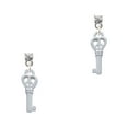 thumbnail image 1 of Delight Jewelry Silvertone Mini Open Peace Heart Key Clear Crystal Post Earrings, 1 of 4