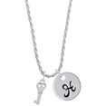 thumbnail image 1 of Delight Jewelry Silvertone Mini Open Peace Heart Key Silvertone Script Initial Disc - H - Charm Necklace, 20"+3", 1 of 4