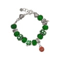 thumbnail image 1 of Delight Jewelry Silvertone Mini Orange Basketball - Green Irish Luck Bead Charm Bracelet, 7.5", 1 of 4