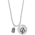 thumbnail image 1 of Delight Jewelry Silvertone Mini Owl Silvertone Script Initial Disc - B - Charm Necklace, 20"+3", 1 of 4