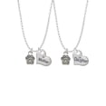 thumbnail image 1 of Delight Jewelry Silvertone Mini Paw Mother & Daughter Heart Necklaces (Set of 2), 19"+2", 1 of 4