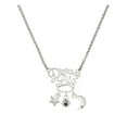 thumbnail image 1 of Delight Jewelry Silvertone Mini Paw with Black Crystal Silvertone Dream Big Pendant Necklace, 25", 1 of 4