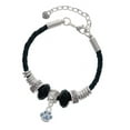 thumbnail image 1 of Delight Jewelry Silvertone Mini Paw with Blue Crystals Lil Sister Celtic Knot Leather Bead Bracelet, 7"+2" Extender, 1 of 4