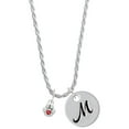 thumbnail image 1 of Delight Jewelry Silvertone Mini Paw with Red Crystal Silvertone Script Initial Disc - M - Charm Necklace, 20"+3", 1 of 4