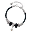 thumbnail image 1 of Delight Jewelry Silvertone Mini Paw with Yellow Crystal Lil Sister Celtic Knot Leather Bead Bracelet, 7"+2" Extender, 1 of 4