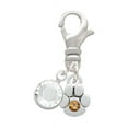 thumbnail image 1 of Delight Jewelry Silvertone Mini Paw with Yellow Crystal - Silvertone Clip on Charm with Clear Crystal Drop, 1 of 4