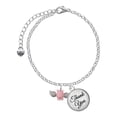 thumbnail image 1 of Delight Jewelry Silvertone Mini Pink Flying Pig - Domed Thank You Charm Bracelet, 6"+2", 1 of 5