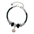 thumbnail image 1 of Delight Jewelry Silvertone Mini Pink Soccer ball Niece Celtic Knot Leather Bead Bracelet, 7"+2" Extender, 1 of 4