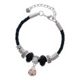thumbnail image 1 of Delight Jewelry Silvertone Mini Pink Soccer ball Wife Celtic Knot Leather Bead Bracelet, 7"+2" Extender, 1 of 4