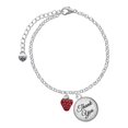 thumbnail image 1 of Delight Jewelry Silvertone Mini Red Enamel Strawberry - Domed Thank You Charm Bracelet, 6"+2", 1 of 5