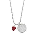 thumbnail image 1 of Delight Jewelry Silvertone Mini Red Enamel Strawberry She is Clothed in Stength and Dignity Charm Necklace, 20"+3", 1 of 4