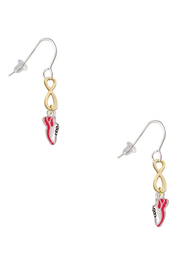 Silvertone Mini Red Running Shoe Gold Tone Infinity French Earrings