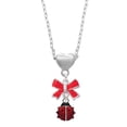 thumbnail image 1 of Delight Jewelry Silvertone Mini Red Translucent Ladybug Red Bow Heart Necklace, 1 of 4