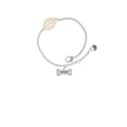 thumbnail image 1 of Delight Jewelry Silvertone Mini ''Rescue'' Dog Bone - Goldtone Leaf Delicate Bracelet, 6.25+1.75", 1 of 4