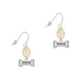 thumbnail image 1 of Delight Jewelry Silvertone Mini ''Rescue'' Dog Bone Goldtone Leaf French Earrings, 1 of 4