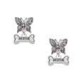 thumbnail image 1 of Delight Jewelry Silvertone Mini ''Rescue'' Dog Bone Silvertone Antiqued Butterfly Post Earrings, 1 of 4