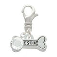 thumbnail image 1 of Delight Jewelry Silvertone Mini ''Rescue'' Dog Bone - Silvertone Clip on Charm with Clear Crystal Drop, 1 of 4