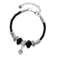 thumbnail image 1 of Delight Jewelry Silvertone Mini Rounded Paw Lil Sister Celtic Knot Leather Bead Bracelet, 7"+2" Extender, 1 of 4