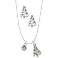 thumbnail image 1 of Delight Jewelry Silvertone Mini Rounded Paw Silver tone Zig Zag Christmas Tree Charm Necklace and Stud Earrings, 1 of 4
