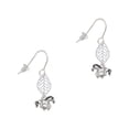 thumbnail image 1 of Delight Jewelry Silvertone Mini Running Horse Silvertone Leaf French Earrings, 1 of 5