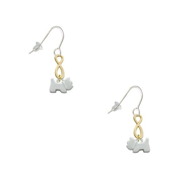 Delight Jewelry Silvertone Mini Scottie Dog Gold Tone Infinity French Earrings