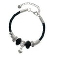thumbnail image 1 of Delight Jewelry Silvertone Mini Scroll Heart Lil Sister Celtic Knot Leather Bead Bracelet, 7"+2" Extender, 1 of 4