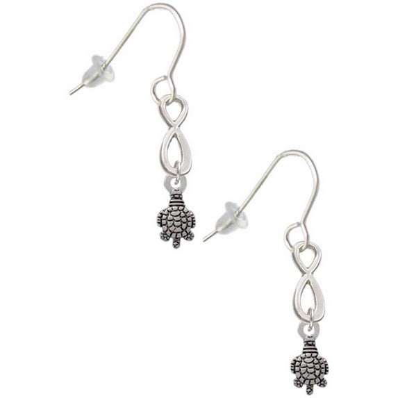 Delight Jewelry Silvertone Mini Sea Turtle Silver tone Infinity French Earrings