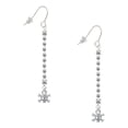 thumbnail image 1 of Delight Jewelry Silvertone Mini Skull and Bones with 3 AB Crystals - Silver-tone Long Sparkle Dangle French Earrings, 1 of 4