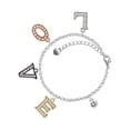 thumbnail image 1 of Delight Jewelry Silvertone Mini Smiley Face Multi-Colored Crystal Love Charm Bracelet, 1 of 5