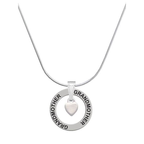Delight Jewelry Silvertone Mini Smooth Heart Silvertone Grandmother Ring Charm Necklace, 18"