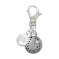 thumbnail image 1 of Delight Jewelry Silvertone Mini Softball/Baseball with AB Crystal - Silvertone Clip on Charm with Clear Crystal Drop, 1 of 4