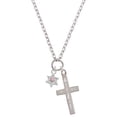thumbnail image 1 of Delight Jewelry Silvertone Mini Star of David with Pink Crystal I Have Plans for You Engraved Cross Zoey Necklace, 28", 1 of 4