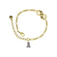 thumbnail image 1 of Delight Jewelry Silvertone Mini Teddy Bear Gold-tone Paw Infinity Link Chain Bracelet, 6"+2" Extender, 1 of 3