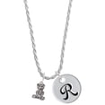 thumbnail image 1 of Delight Jewelry Silvertone Mini Teddy Bear Silvertone Script Initial Disc - R - Charm Necklace, 20"+3", 1 of 4