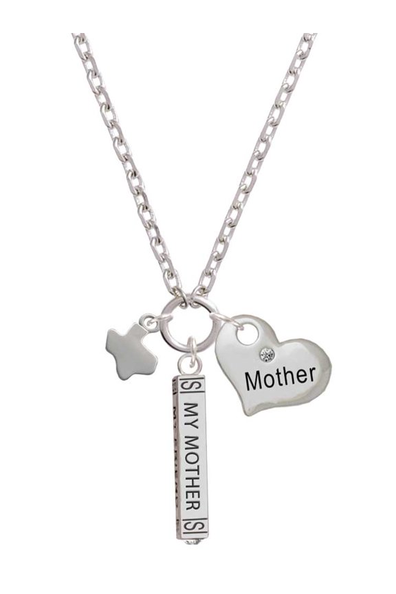 Silvertone Mini Texas Always My Mother Bar Zoe Necklace