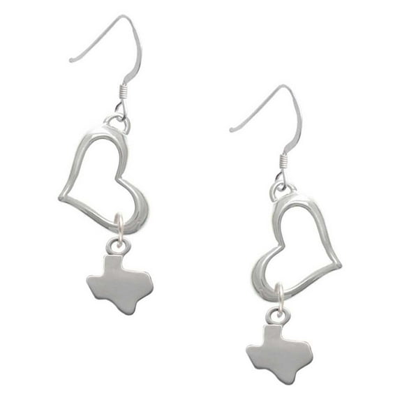Delight Jewelry Silvertone Mini Texas Open Heart French Earrings