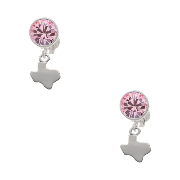 Delight Jewelry Silvertone Mini Texas Pink Crystal Clip on Earrings