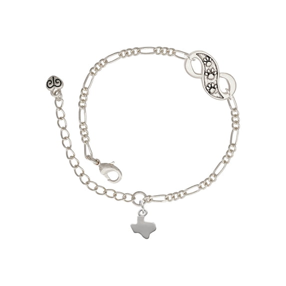 Delight Jewelry Silvertone Mini Texas Silver-tone Paw Infinity Link Chain Bracelet, 6"+2" Extender