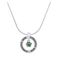 thumbnail image 1 of Delight Jewelry Silvertone Mini Translucent Green Paw Gymnastics Mom Ring Charm Necklace, 18", 1 of 4