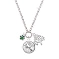 thumbnail image 1 of Delight Jewelry Silvertone Mini Translucent Green Paw Let Things Go Fall Zoey Charm Necklace, 28", 1 of 4