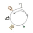 thumbnail image 1 of Delight Jewelry Silvertone Mini Translucent Green Paw Multi-Colored Crystal Love Charm Bracelet, 1 of 5