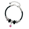 thumbnail image 1 of Delight Jewelry Silvertone Mini Translucent Hot Pink Paw Best Friend Celtic Knot Leather Bead Bracelet, 7"+2" Extender, 1 of 4