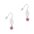 thumbnail image 1 of Delight Jewelry Silvertone Mini Translucent Hot Pink Paw Silvertone Leaf French Earrings, 1 of 5