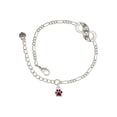 thumbnail image 1 of Delight Jewelry Silvertone Mini Translucent Maroon Paw Silver-tone Paw Infinity Link Chain Bracelet, 6"+2" Extender, 1 of 3