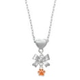thumbnail image 1 of Delight Jewelry Silvertone Mini Translucent Orange Paw Silver tone Bow Heart Necklace, 1 of 4