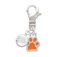 thumbnail image 1 of Delight Jewelry Silvertone Mini Translucent Orange Paw - Silvertone Clip on Charm with Clear Crystal Drop, 1 of 4